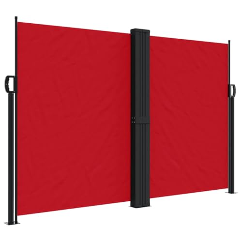 Homvdxl Seitenmarkise Ausziehbar 1200x160cm Extra Breit Outdoor Seitenmarkise, Doppelseitig Wasserdicht Faltbar Sichtschutz Polyester Stoff Raumteiler für Terrasse Garten und Terrasse, Rot von Homvdxl