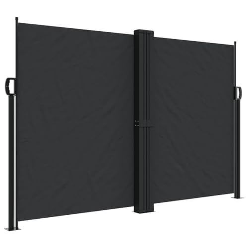 Homvdxl Seitenmarkise Ausziehbar 1200x160cm Extra Breit Outdoor Seitenmarkise, Doppelseitig Wasserdicht Faltbar Sichtschutz Polyester Stoff Raumteiler für Terrasse Garten und Terrasse, Schwarz von Homvdxl
