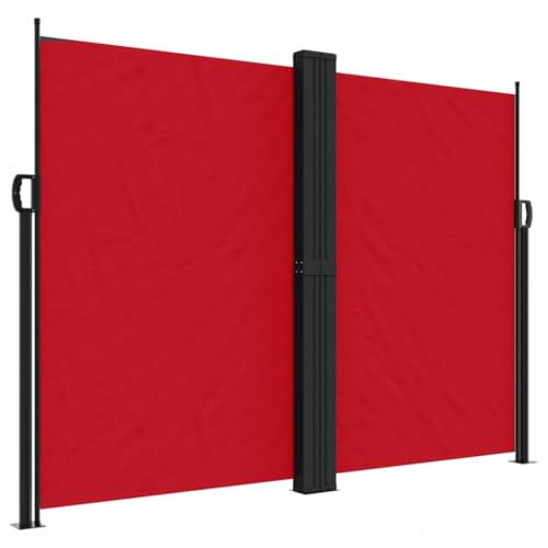 Homvdxl Seitenmarkise Ausziehbar 1200x180cm Extra Breit Outdoor Seitenmarkise, Doppelseitig Wasserdicht Faltbar Sichtschutz Polyester Stoff Raumteiler für Terrasse Garten und Terrasse, Rot von Homvdxl