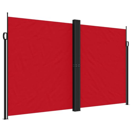 Homvdxl Seitenmarkise Ausziehbar 1200x200cm Extra Breit Outdoor Seitenmarkise, Doppelseitig Wasserdicht Faltbar Sichtschutz Polyester Stoff Raumteiler für Terrasse Garten und Terrasse, Rot von Homvdxl