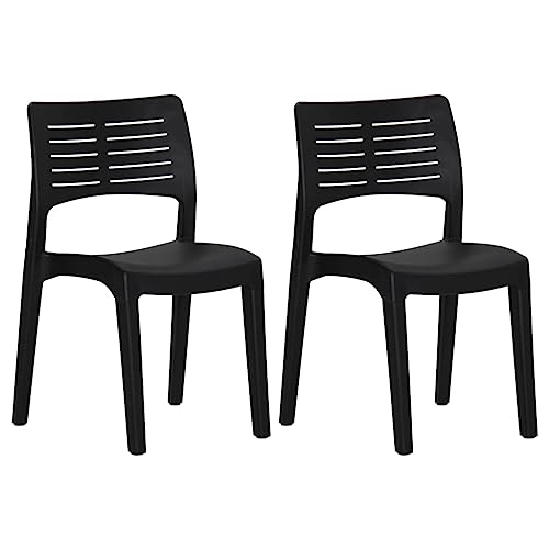 Homvdxl Simple Liegestuhl 2er Set, 50 x 51 x 82 cm, PP Camping Garten Angelstuhl, leicht, Lattenlehne - Anthrazit von Homvdxl