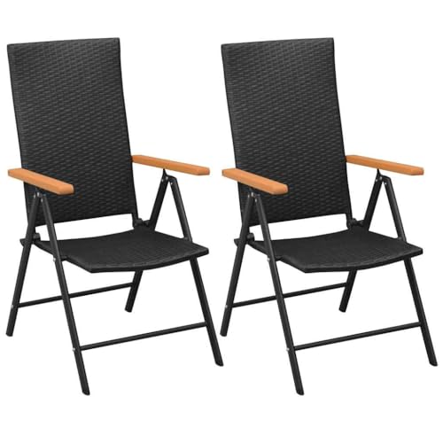 Homvdxl Stapelbare Gartenstühle | 2er Set | Aluminiumgestell & Rattan-Weberei | Outdoor & Garten Sonnenliegen | Liegen & Zusammenklappbar | 55 x 64 x 105 cm | Schwarz Homvdxl Stapelbare Gartenstühle | 2er Set | Aluminiumgestell & Rattan-Weberei | Outdoor & Garten Sonnenliegen | Liegen & Zusammenklappbar | 55 x 64 x 105 cm | Schwarz von Homvdxl