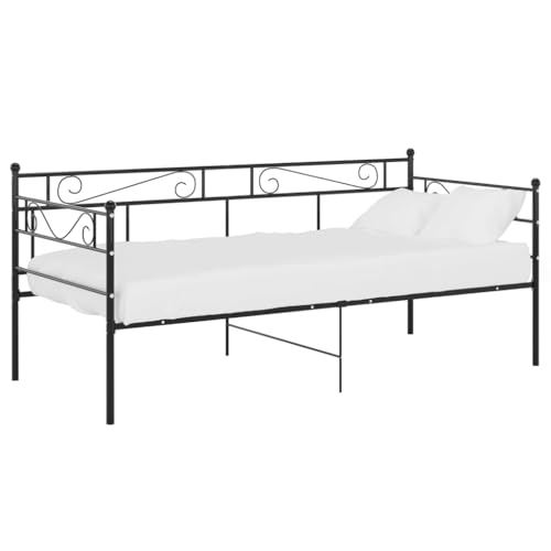Homvdxl Tagesbett Bettgestell 90x200 cm Metall Wasserdicht Familienbett Gästebett ohne Matratze Schwarz von Homvdxl