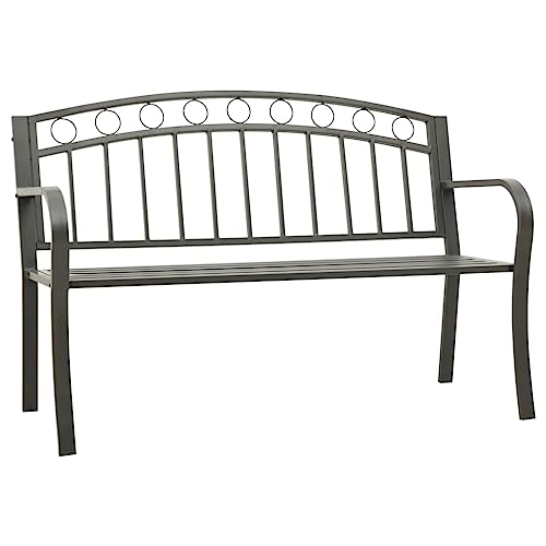 Homvdxl Terrassen-Gartenbank, Stahl-Parkstuhl-Sitz mit gebogenen Armlehnen und Rückenlehne, 2-Personen-Loveseat-Freizeitbank für Hof, Garten, Veranda, gewölbt, 120 x 51 x 81 cm von Homvdxl