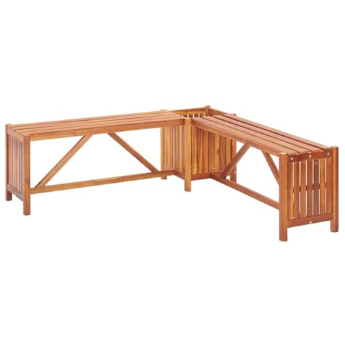 Homvdxl Terrassen-Gartenbank mit Pflanzgefäß, 117 x 117 cm, Outdoor-Bänke, Terrassensitz, 2-Sitzer, Zweisitzer für Veranda, Hinterhof, Park, Außenmöbeldekoration von Homvdxl