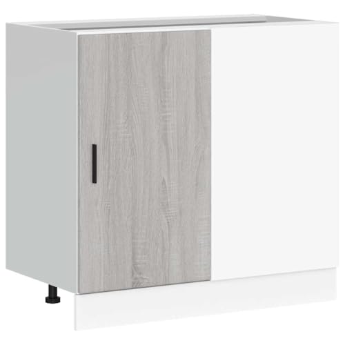 Homvdxl Unterschrank Sideboard Küchenschrank Einzeltür 86 x 46 x 81,5 cm Verstellbare Füße Moderner Stil für Wohnzimmer Grau+Eiche von Homvdxl