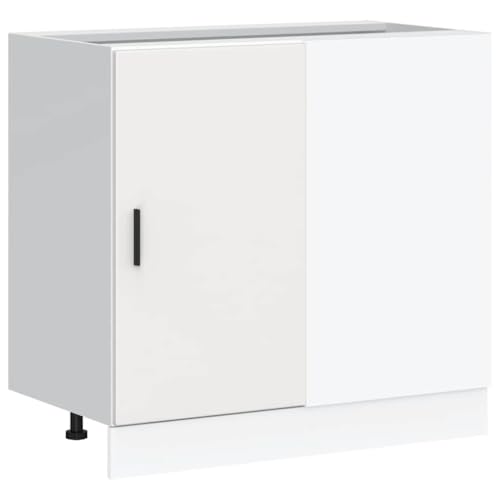 Homvdxl Unterschrank Sideboard Küchenschrank Schrank Einzeltür 86 x 46 x 81,5 cm Verstellbare Füße Moderner Stil Wohnzimmer Weiß von Homvdxl