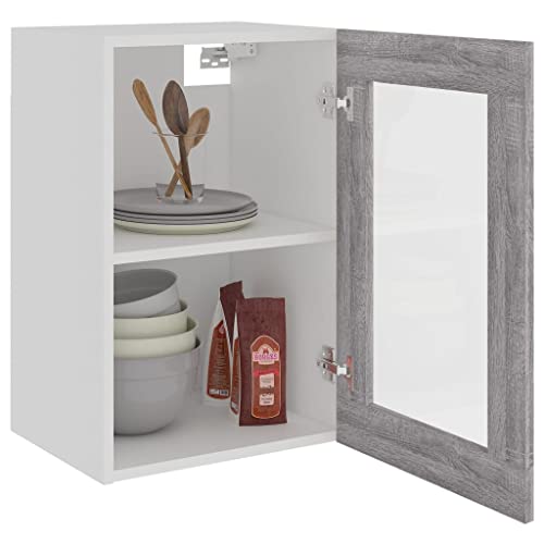 Homvdxl Wandmontierter Küchenschrank, Einzel-Glastür-Hängeschrank mit 2 Regalen, moderner Medizinschrank für Badezimmer, Wohnzimmer, Flur, 40 x 31 x 60 cm, Grau + Eiche Homvdxl Wandmontierter Küchenschrank, Einzel-Glastür-Hängeschrank mit 2 Regalen, moderner Medizinschrank für Badezimmer, Wohnzimmer, Flur, 40 x 31 x 60 cm, Grau + Eiche von Homvdxl