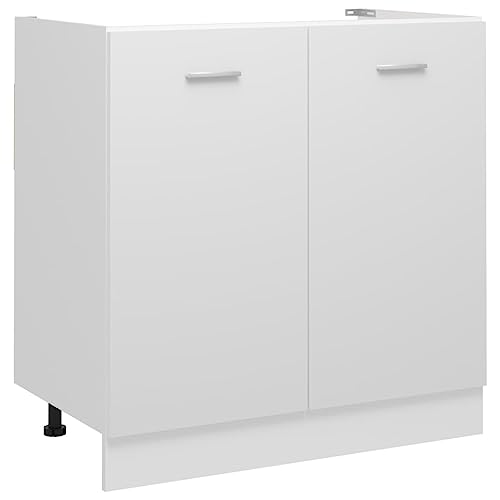 Homvdxl Waschbeckenunterschrank 80 cm Küchenunterschrank mit 2 Türen und verstellbaren Füßen für Home Office (Weiß) von Homvdxl