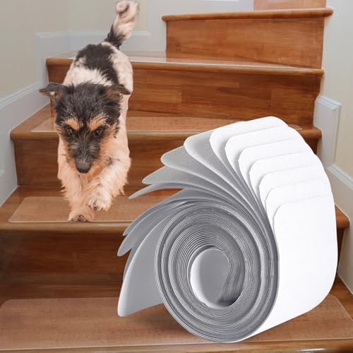 Homwiz Treppenstufen Matten Antirutsch Transparent, 15 Stück Stufenmatten Innen Selbstklebend, Anti Rutsch Teppich Treppenstufen für Schützen Sie Haustiere, Senioren Kinder (81x15 cm) von Homwiz
