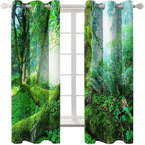 Homxi 2 Panels Gardinen Küche Blickdicht,2 x 107W x 138H cm,Ösen Vorhange Wald und Sonnenscheinlandschaft Grün Vorhang Modern Küchen Homxi 2 Panels Gardinen Küche Blickdicht,2 x 107W x 138H cm,Ösen Vorhange Wald und Sonnenscheinlandschaft Grün Vorhang Modern Küchen von Homxi