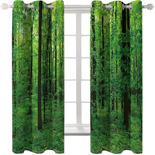 Homxi 2er Pack Küchen Gardinen Blickdicht,2 x 152W x 183H cm,Küchengardinen mit Ösen Bäume Landschaft Schlafzimmer Vorhänge Modern Grün Homxi 2er Pack Küchen Gardinen Blickdicht,2 x 152W x 183H cm,Küchengardinen mit Ösen Bäume Landschaft Schlafzimmer Vorhänge Modern Grün von Homxi