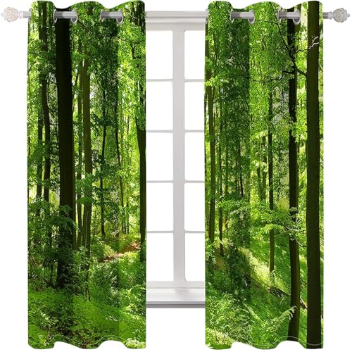 Homxi 2er Pack Wärmeisolierende Vorhänge,2 x 86W x 160H cm,Gardinen Ösen Bäume Landschaft Grün Braun Gardinen Vorhänge Schlafzimmer Homxi 2er Pack Wärmeisolierende Vorhänge,2 x 86W x 160H cm,Gardinen Ösen Bäume Landschaft Grün Braun Gardinen Vorhänge Schlafzimmer von Homxi