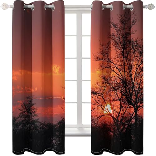 Homxi 2er Set Abdunkelnde Vorhänge,2 x 132W x 244H cm,Ösen Gardinen Küche Bäume und Landschaft Sonnenuntergang Vorhänge Modern Wohnzimmer Schwarz Orange Homxi 2er Set Abdunkelnde Vorhänge,2 x 132W x 244H cm,Ösen Gardinen Küche Bäume und Landschaft Sonnenuntergang Vorhänge Modern Wohnzimmer Schwarz Orange von Homxi