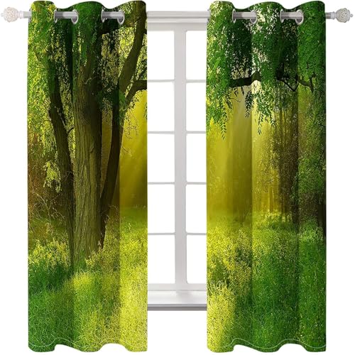 Homxi 2er Set Blickdichte Vorhänge Jugendzimmer,2 x 96W x 183H cm,Gardinen Wohnzimmer Ösen Bäume und Sonnenschein Landschaft Grün Gardinen Vorhänge Wohnzimmer Homxi 2er Set Blickdichte Vorhänge Jugendzimmer,2 x 96W x 183H cm,Gardinen Wohnzimmer Ösen Bäume und Sonnenschein Landschaft Grün Gardinen Vorhänge Wohnzimmer von Homxi