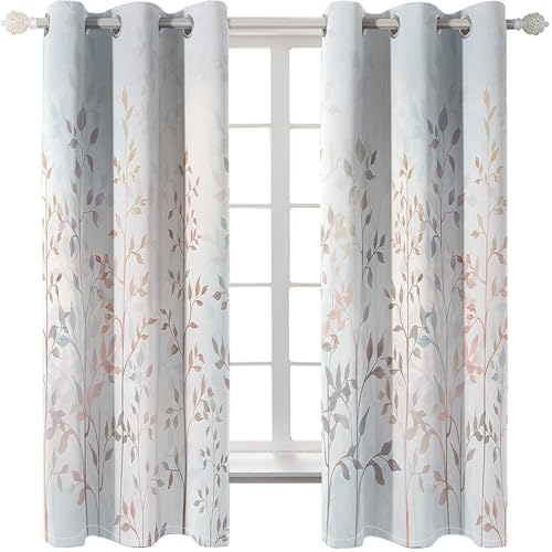Homxi 2er Set Gardine Blickdicht Kinderzimmer,2 x 107W x 183H cm,Vorhänge Ösenringe Baumzweige und Blätter Hellgrau Vorhänge für Küchen Homxi 2er Set Gardine Blickdicht Kinderzimmer,2 x 107W x 183H cm,Vorhänge Ösenringe Baumzweige und Blätter Hellgrau Vorhänge für Küchen von Homxi
