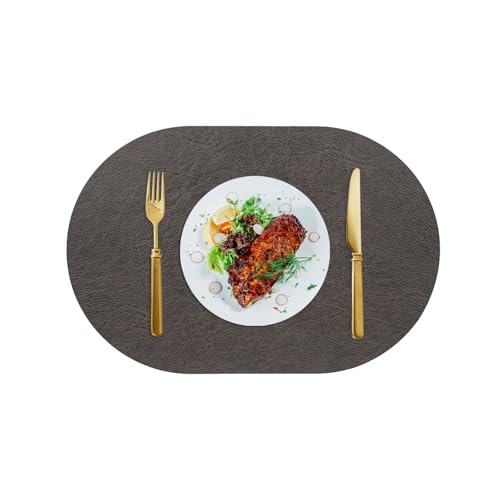Homxi 2er Set Tischsets,30 x 45 cm,Tischset PU PVC Leder Einfarbig mit Oval Platzdeckchen Abwaschbar Kaffee Schwarz Homxi 2er Set Tischsets,30 x 45 cm,Tischset PU PVC Leder Einfarbig mit Oval Platzdeckchen Abwaschbar Kaffee Schwarz von Homxi