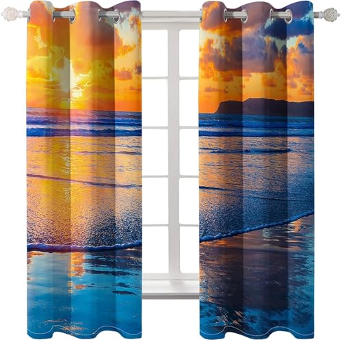 Homxi 2er Set Vorhänge Blickdicht Jugendzimmer,2 x 102W x 138H cm,Wohnzimmer Gardinen mit Ösen Meeres und Sonnenuntergangslandschaft Orange Blau Vorhang Modern Wohnzimmer Homxi 2er Set Vorhänge Blickdicht Jugendzimmer,2 x 102W x 138H cm,Wohnzimmer Gardinen mit Ösen Meeres und Sonnenuntergangslandschaft Orange Blau Vorhang Modern Wohnzimmer von Homxi