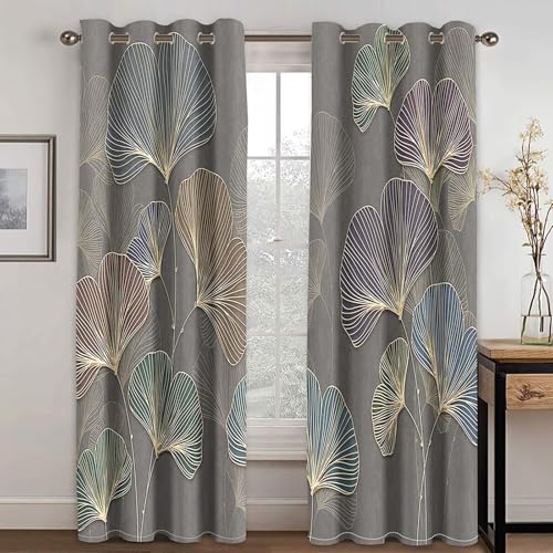 Homxi 2er Set Vorhänge Blickdicht Jugendzimmer,2 x 214W x 183H cm,Küchengardinen Modern mit Ösen Ginkgo Biloba Muster Dunkelgrau Gardine Vorhang für Küchen Homxi 2er Set Vorhänge Blickdicht Jugendzimmer,2 x 214W x 183H cm,Küchengardinen Modern mit Ösen Ginkgo Biloba Muster Dunkelgrau Gardine Vorhang für Küchen von Homxi