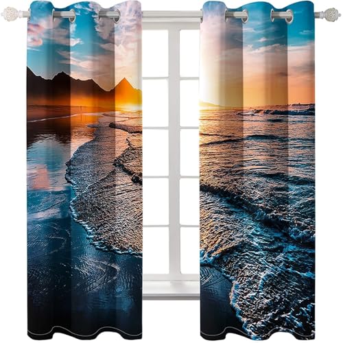 Homxi 2er Set Vorhang Modern Blickdicht,2 x 102W x 138H cm,Vorhänge Wohnzimmer mit Ösen Strand und Sonnenuntergang Landschaft Mehrfarbig Gardine Vorhang für Schlafzimmer Homxi 2er Set Vorhang Modern Blickdicht,2 x 102W x 138H cm,Vorhänge Wohnzimmer mit Ösen Strand und Sonnenuntergang Landschaft Mehrfarbig Gardine Vorhang für Schlafzimmer von Homxi