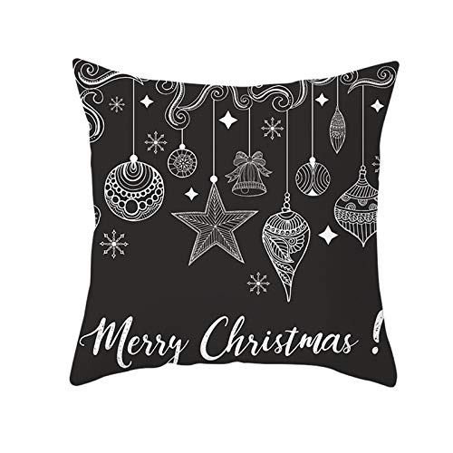 Homxi 40 x 40cm Kissenbezüge Set Weihnachten,Kissenbezug Set Polyester Weihnachtsdekoration Merry Christmas,Kissenhülle Xmas Schwarz Weiß von Homxi