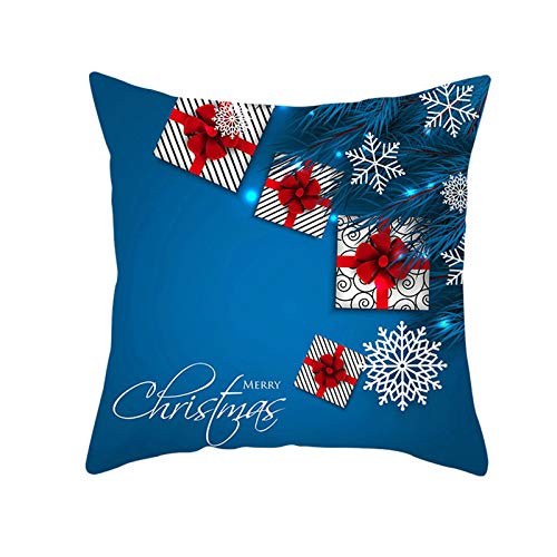 Homxi 40x40 Kissenbezüge Weihnachten,Kissenbezug Polyester Schneeflocken, Kissenüberzug Christmas Blau Rot von Homxi