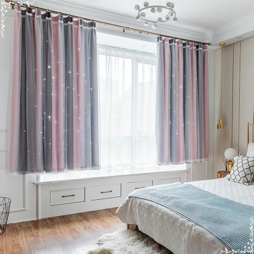 Homxi Abdunkelnde Vorhänge 2er Set,2 x 107W x 183H cm,Küchen Vorhänge Blickdicht Graue Rose Doppellagig mit Farbverlauf Vorhang mit Hakenaufhängung Homxi Abdunkelnde Vorhänge 2er Set,2 x 107W x 183H cm,Küchen Vorhänge Blickdicht Graue Rose Doppellagig mit Farbverlauf Vorhang mit Hakenaufhängung von Homxi