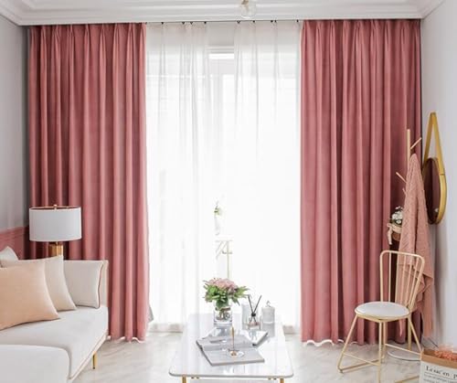 Homxi Abdunkelnde Vorhänge Kinderzimmer 2er Set,2 x 96W x 214H cm,Gardine Blickdicht Verdunkelung Rosa Einfarbig Vorhang Schlafzimmer mit Ösen von Homxi