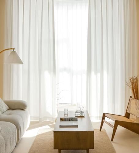 Homxi Balkon Vorhang Außen Transparent 2er Set,2 x 86W x 138H cm,Halbtransparente Gardinen Vorhänge Weiß Einfarbig Gardinen Nach Maß mit Ösen Homxi Balkon Vorhang Außen Transparent 2er Set,2 x 86W x 138H cm,Halbtransparente Gardinen Vorhänge Weiß Einfarbig Gardinen Nach Maß mit Ösen von Homxi