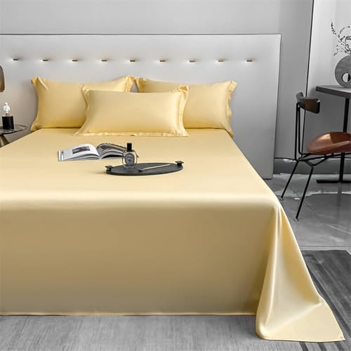 Homxi Bettwäsche,245 x 245 cm,Matratzenbezug Doppelbett Lyocell Faser Einfarbig Bettlaken mit Einzelbett Gelb von Homxi