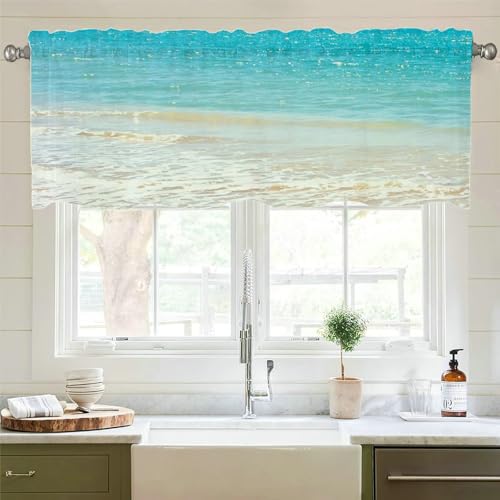 Homxi Bistrogardine 1er Set Modern,1 x 152W x 45H cm,Scheibengardine Blau Modern Strand und Meer Gardinen Vorhang mit Rod Pocket Homxi Bistrogardine 1er Set Modern,1 x 152W x 45H cm,Scheibengardine Blau Modern Strand und Meer Gardinen Vorhang mit Rod Pocket von Homxi