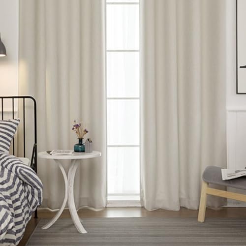 Homxi Blickdichte Gardinen Schlafzimmer 2er Set,2 x 132W x 274H cm,Küchen Vorhänge Blickdicht Beige Weiß Einfarbig Wohnzimmer Gardinen Modern Set mit Ösen Homxi Blickdichte Gardinen Schlafzimmer 2er Set,2 x 132W x 274H cm,Küchen Vorhänge Blickdicht Beige Weiß Einfarbig Wohnzimmer Gardinen Modern Set mit Ösen von Homxi