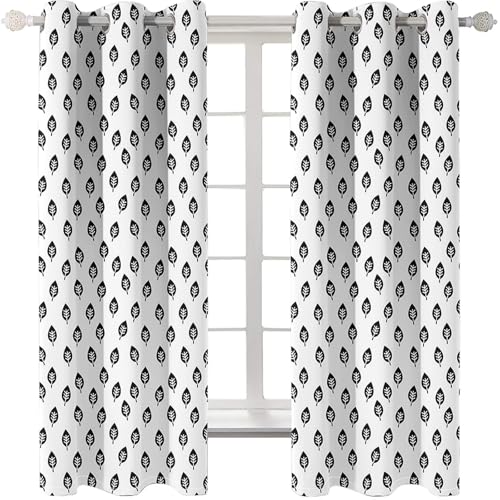 Homxi Blickdichte Gardinen Schlafzimmer 2er Set,2 x 86W x 214H cm,Vorhänge Ösen Küche Blätter Muster Gardinen Schlafzimmer Modern Grau Homxi Blickdichte Gardinen Schlafzimmer 2er Set,2 x 86W x 214H cm,Vorhänge Ösen Küche Blätter Muster Gardinen Schlafzimmer Modern Grau von Homxi