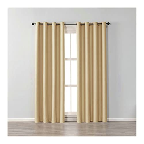 Homxi Blickdichte Gardinen Set 2er Set 2 x 107Wx132L cm,Blickdichte Gardinen Wohnzimmer Gelb Einfarbig Vorhänge Ösen von Homxi