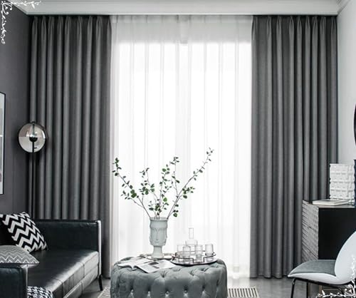 Homxi Blickdichte Vorhänge Jugendzimmer 2er Set,2 x 132W x 274H cm,Gardinen Set Blickdicht Grau Einfarbig Vorhänge Wohnzimmer mit Haken Homxi Blickdichte Vorhänge Jugendzimmer 2er Set,2 x 132W x 274H cm,Gardinen Set Blickdicht Grau Einfarbig Vorhänge Wohnzimmer mit Haken von Homxi