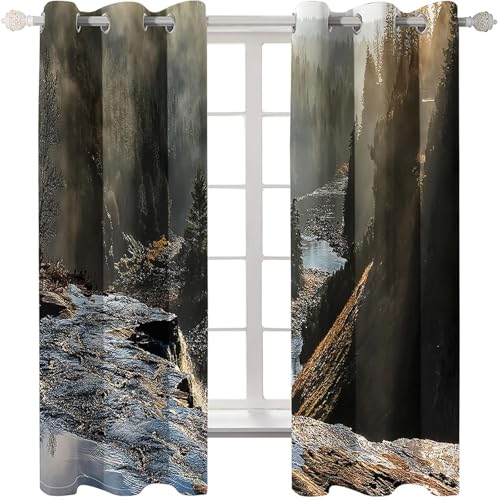 Homxi Blickdichte Vorhänge Kinderzimmer 2er Pack,2 x 137W x 183H cm,Gardinen Ösen See und Baumlandschaften Gardinen Schwarz Grau Modern Küchen Homxi Blickdichte Vorhänge Kinderzimmer 2er Pack,2 x 137W x 183H cm,Gardinen Ösen See und Baumlandschaften Gardinen Schwarz Grau Modern Küchen von Homxi