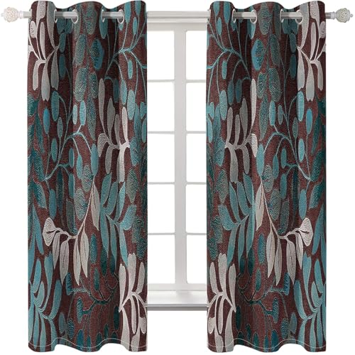 Homxi Blickdichte Vorhänge Kinderzimmer 2er Set,2 x 107W x 244H cm,Wohnzimmer Gardinen Modern Set mit Ösen Baumzweige und Blätter Dunkelbraun Blau Vorhang für Wohnzimmer Modern Homxi Blickdichte Vorhänge Kinderzimmer 2er Set,2 x 107W x 244H cm,Wohnzimmer Gardinen Modern Set mit Ösen Baumzweige und Blätter Dunkelbraun Blau Vorhang für Wohnzimmer Modern von Homxi