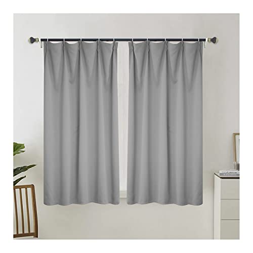 Homxi Blickdichter Vorhang 2er Pack 2 x 100Wx110L cm,Vorhänge Blickdicht Wohnzimmer Grau Einfarbig Gardinenband Haken von Homxi