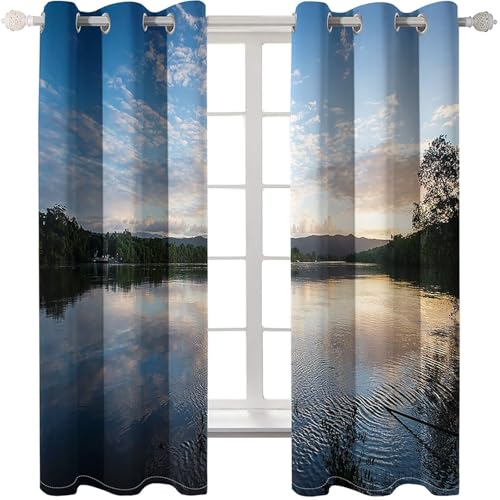 Homxi Blickdichter Vorhang Kinderzimmer 2er Pack,2 x 214W x 183H cm,Vorhänge Ösenringe Seenlandschaft Blau Grün Gardine Vorhang für Küchen Homxi Blickdichter Vorhang Kinderzimmer 2er Pack,2 x 214W x 183H cm,Vorhänge Ösenringe Seenlandschaft Blau Grün Gardine Vorhang für Küchen von Homxi