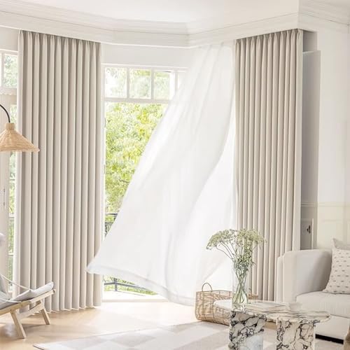 Homxi Blickdichter Vorhang Wohnzimmer 2er Set,2 x 107W x 183H cm,Abdunkelnde Vorhänge Kinderzimmer Weiß Einfarbig Ösenvorhang Gardine von Homxi