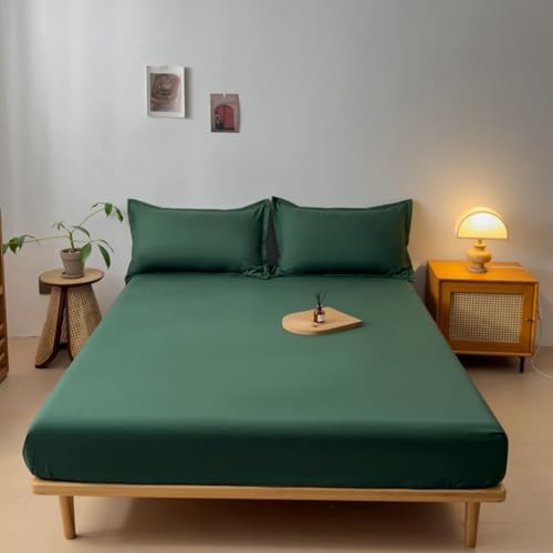Homxi Boxspringbett Spannbettlaken,(140 x 200 cm),Spannbetttücher mit Elastisch Einfarbig Spannbett mit Grün von Homxi