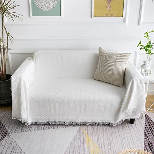 Homxi Couch Überzug Dreisitzer,Sofa Universal Bezug mit Herz Bezug Sofa Baumwolle Sofa Handtuch Weiß Bezug Sofa 180x180CM von Homxi