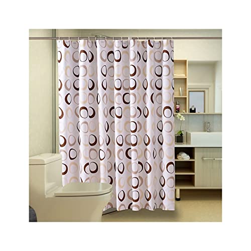 Homxi Duschvorhang Wasserdicht 180x200,Duschvorhang Polyester Waschbar Kreis Duschvorhang Antischimmel Waschbar Weiß Braun von Homxi