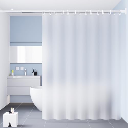 Homxi Duschvorhang mit Ösen,120 W x 180 H cm,Badewanne Vorhang Weiß Semi-transparent PEVA Duschvorhang Ringe Weiß von Homxi