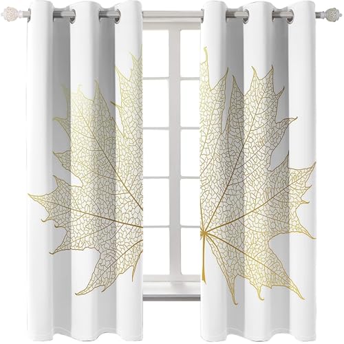 Homxi Gardine Blickdicht Kinderzimmer 2er Set,2 x 137W x 214H cm,KüchenVorhänge Modern Ösen Ahornblatt Muster Wohnzimmer Vorhänge Gelb Modern Homxi Gardine Blickdicht Kinderzimmer 2er Set,2 x 137W x 214H cm,KüchenVorhänge Modern Ösen Ahornblatt Muster Wohnzimmer Vorhänge Gelb Modern von Homxi