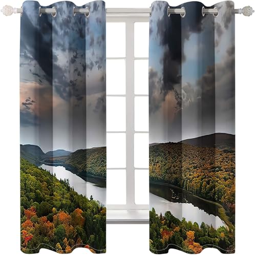 Homxi Gardinen Blickdicht Schlafzimmer 2er Set,2 x 132W x 274H cm,Vorhänge mit Ösen Fluss und Baumlandschaft Vorhänge Grün Grau für Schlafzimmer Modern Homxi Gardinen Blickdicht Schlafzimmer 2er Set,2 x 132W x 274H cm,Vorhänge mit Ösen Fluss und Baumlandschaft Vorhänge Grün Grau für Schlafzimmer Modern von Homxi