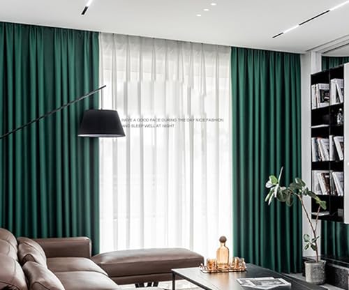 Homxi Gardinen Blickdicht Wohnzimmer 2er Set,2 x 137W x 274H cm,Gardinen Blickdicht Schlafzimmer Grün Einfarbig Küchengardinen Modern mit Ösen von Homxi