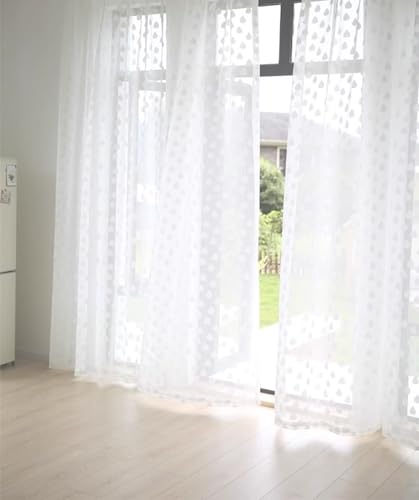 Homxi Gardinen Halbtransparent Modern 2er Set,2 x 132W x 244H cm,Vorhänge Transparent Weiß Wassertropfen Muster Vorhang Fensterhaken Homxi Gardinen Halbtransparent Modern 2er Set,2 x 132W x 244H cm,Vorhänge Transparent Weiß Wassertropfen Muster Vorhang Fensterhaken von Homxi