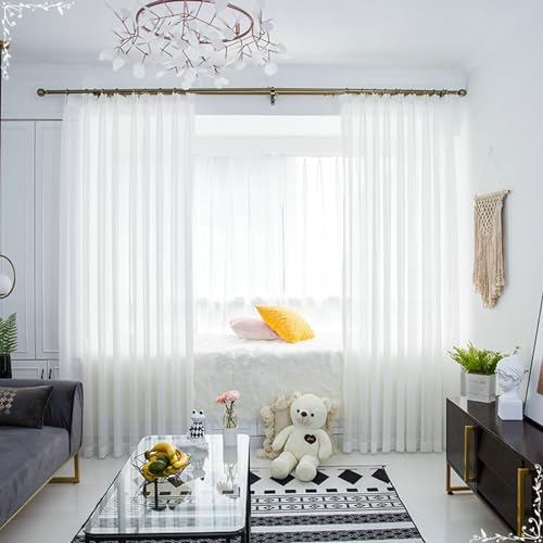 Homxi Gardinen Lichtundurchlässig Set 2er Set,2 x 107W x 160H cm,Gardinen Transparent Vorhang Weiß Einfarbig Gardinenhaken Homxi Gardinen Lichtundurchlässig Set 2er Set,2 x 107W x 160H cm,Gardinen Transparent Vorhang Weiß Einfarbig Gardinenhaken von Homxi