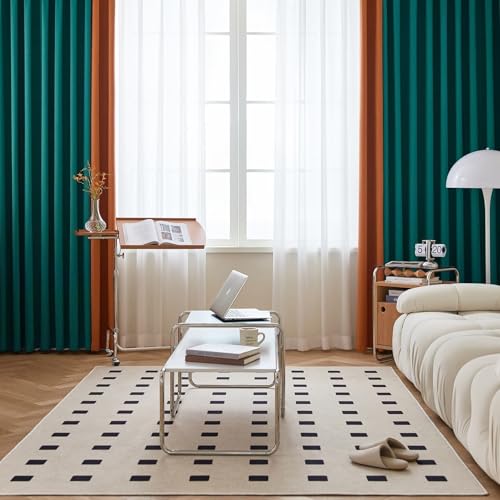 Homxi Gardinen Set Blickdicht 2er Set,2 x 132W x 183H cm,Gardinen Vorhang Blickdicht Blau Grün Orange Spleißen Einfarbig Ösen Vorhang Homxi Gardinen Set Blickdicht 2er Set,2 x 132W x 183H cm,Gardinen Vorhang Blickdicht Blau Grün Orange Spleißen Einfarbig Ösen Vorhang von Homxi
